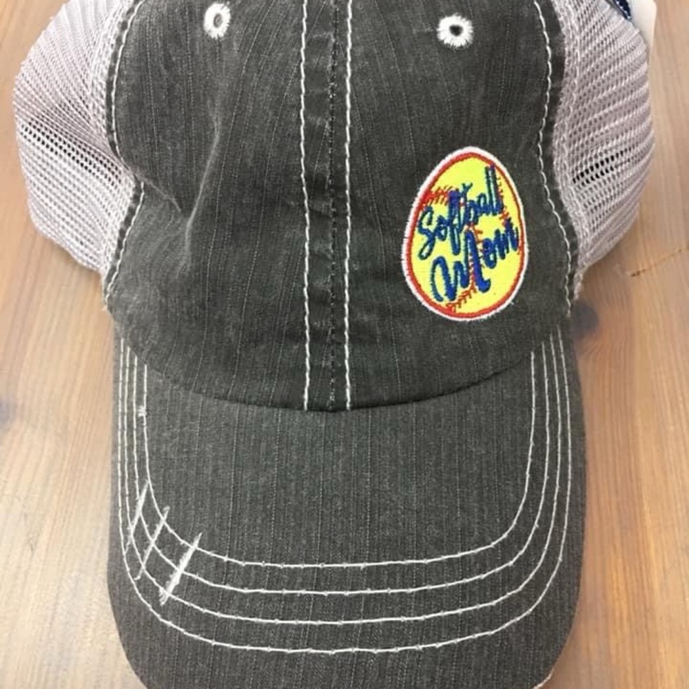 Katydid “Softball Mom” Gray  and White Trucker ballcap NWOT